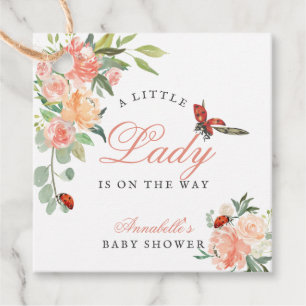 Étiquettes Cadeau Baby shower fille Rose de la petite dame Ladybug