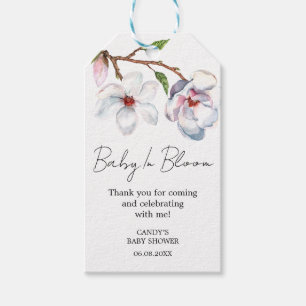 Étiquettes-cadeau Baby Shower Fleur de Magnolia