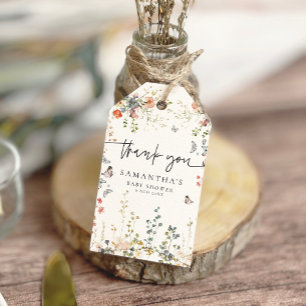 Étiquettes-cadeau Baby shower Fleur sauvage bébé en fleurs