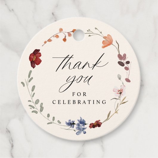 Étiquettes Cadeau Baby shower Fleur sauvage Boho (Devant)