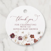 Étiquettes Cadeau Baby shower Fleur sauvage d'automne (Devant)