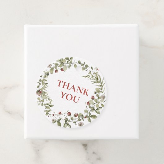 Étiquettes Cadeau Baby shower fleur sauvage Merci d'été aux fraises (En situation)