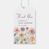Étiquettes-cadeau Baby shower Fleur sauvage Pastel Pink (Devant)