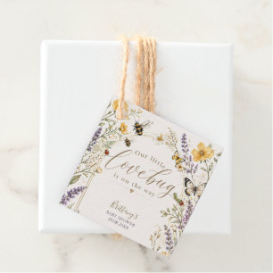 Étiquettes Cadeau Baby Shower Fleur Sauvage Petit Insecte d'Amour
