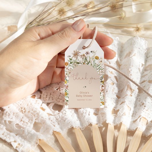 Étiquettes-cadeau Baby shower Fleur sauvage Rustiс Boho