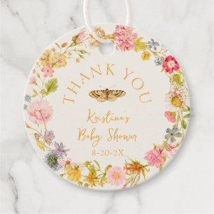 Étiquettes Cadeau Baby shower Fleur sauvage Vintage Lovebug