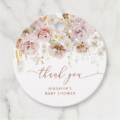 Étiquettes Cadeau Baby shower fleuri du jardin Boho merci (Devant)