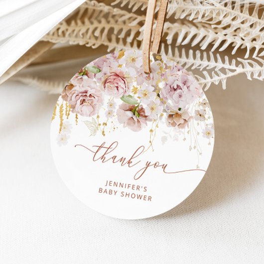 Étiquettes Cadeau Baby shower fleuri du jardin Boho merci