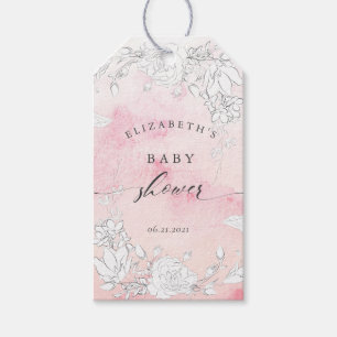 Étiquettes-cadeau baby shower fleuri et moderne