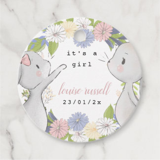 Étiquettes Cadeau baby shower floral bébé lapin