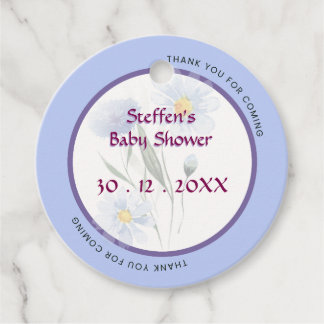 Étiquettes Cadeau Baby shower floral blanc doux Personnaliser