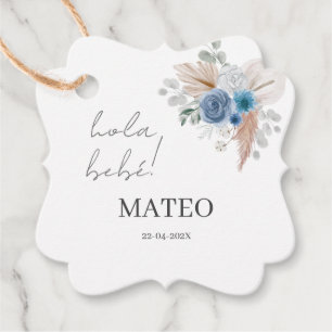 Étiquettes Cadeau Baby shower Floral bleu garçon espagnol