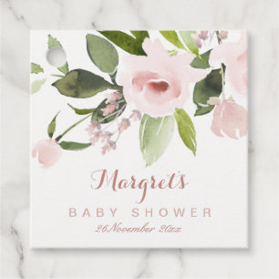 ÉTIQUETTES CADEAU BABY SHOWER FLORAL BLUSH ROSE LAVE DE COULEUR SUBT
