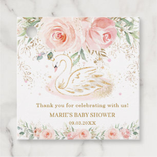 Étiquettes Cadeau Baby shower Floral Blush Swan Anniversaire Merci