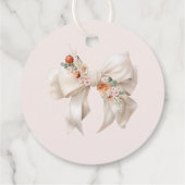 Étiquettes Cadeau Baby shower Floral Bow fille Merci (Dos)