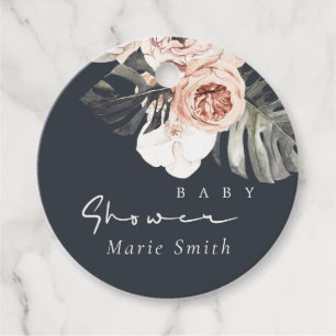 ÉTIQUETTES CADEAU BABY SHOWER FLORAL DE MONSTERA ROUILLÉE DE LA MARI