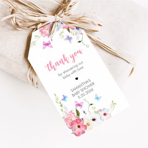 Étiquettes-cadeau Baby shower Floral Little Butterfly Favoriser les