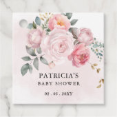 Étiquettes Cadeau Baby shower floral rose moderne (Devant)