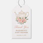 Étiquettes-cadeau Baby shower Floral Tea Party Merci (Devant)