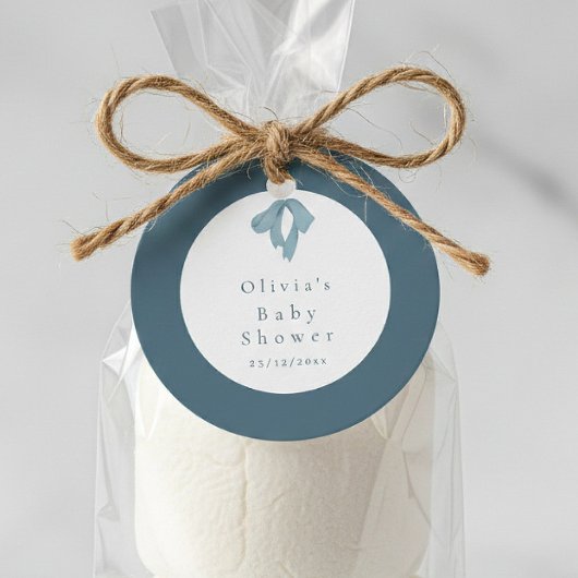 Étiquettes Cadeau Baby Shower for Boy – Blue Bow , Customizable
