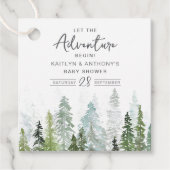 Étiquettes Cadeau Baby shower forestier de pins d'aquarelle (Devant)