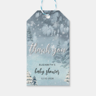 Étiquettes-cadeau Baby shower forestier d'hiver