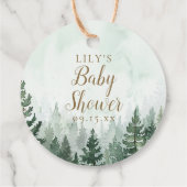 Étiquettes Cadeau Baby shower forestier rustique de pins (Dos)