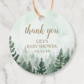 Étiquettes Cadeau Baby shower forestier rustique de pins (Dos)