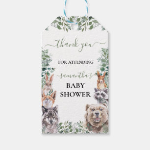 Étiquettes-cadeau Baby shower Forêt Boisée Animaux Bienvenue