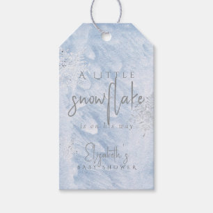 Étiquettes-cadeau Baby Shower Garçon Flocon de Neige Bleu Gelé