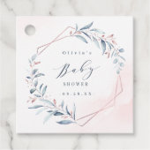 Étiquettes Cadeau Baby shower géométrique rose Gold Blue Greenery (Devant)
