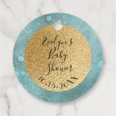Étiquettes Cadeau Baby shower Gold Bébé Dolphin (Dos)