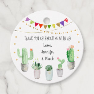Étiquettes Cadeau Baby shower Gold Fiesta Cactus