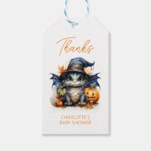 Étiquettes-cadeau Baby shower Halloween dragon neutre pour les femme