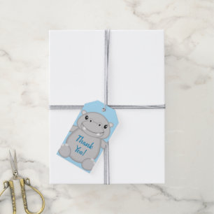 Étiquettes-cadeau Baby Shower Hippopotame Bleu