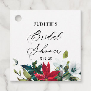 Étiquettes Cadeau  Baby Shower hivernal Poinsettia 