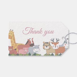 Étiquettes-cadeau Baby Shower Jungle Animalier - Merci