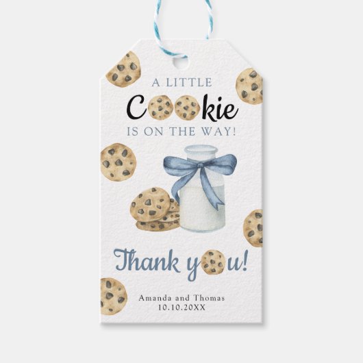 Étiquettes-cadeau Baby shower Lait et Cookies - Carte de remerciemen (Devant)