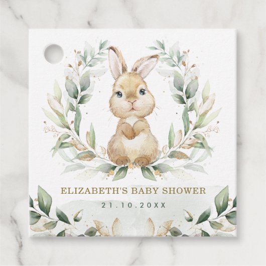 Étiquettes Cadeau Baby shower lapin Lapin Pastel Vert Doux (Devant)