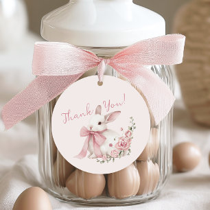 Étiquettes Cadeau Baby Shower Lapin Rose