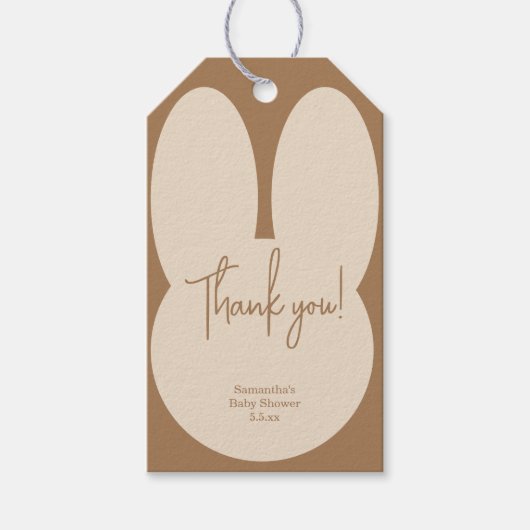 Étiquettes-cadeau Baby shower lapin simple merci (Devant)