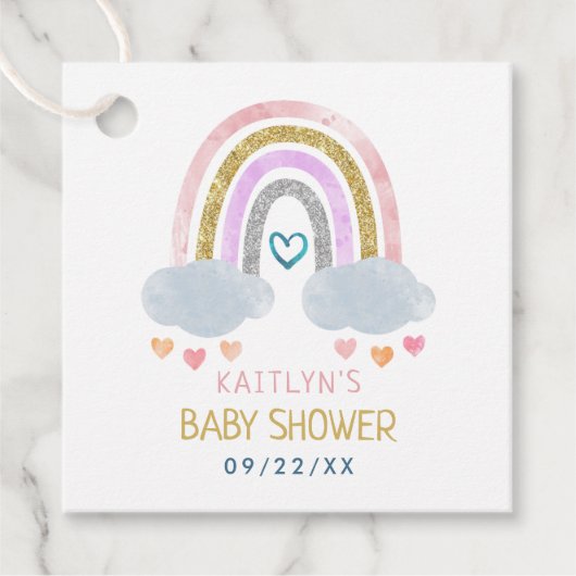 Étiquettes Cadeau Baby shower Little Rainbow (Devant)
