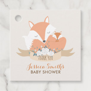 Étiquettes Cadeau Baby shower Maman et Baby Fox