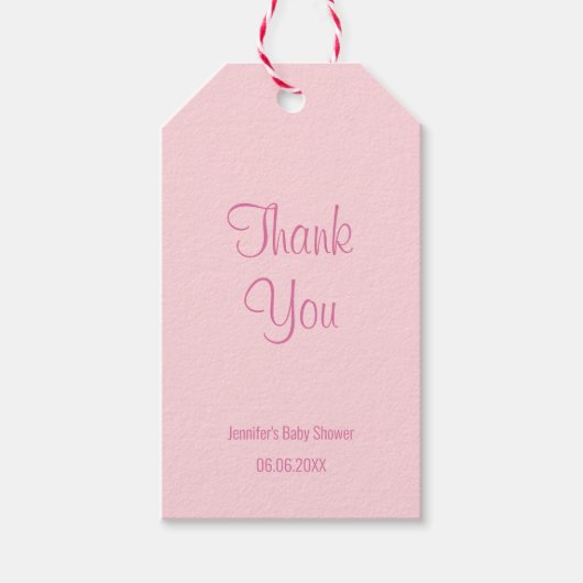 Étiquettes-cadeau Baby shower Merci chic rose simple (Devant)