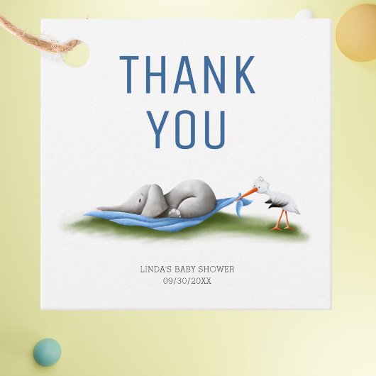 Étiquettes Cadeau Baby shower Merci Eléphant mignon