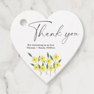 Étiquettes Cadeau Baby shower Merci Fleur sauvage jaune