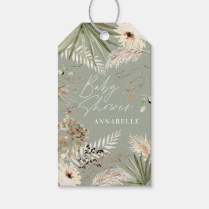 Étiquettes-cadeau Baby shower merci moderne pampas herbe feuillage