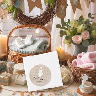 Étiquettes Cadeau Baby shower Merci Teddy Bear Tan