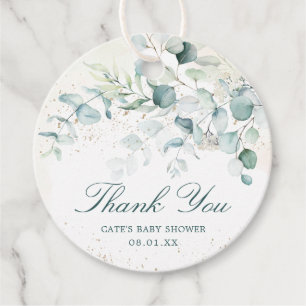 Étiquettes Cadeau Baby shower Merci vert Eucalyptus