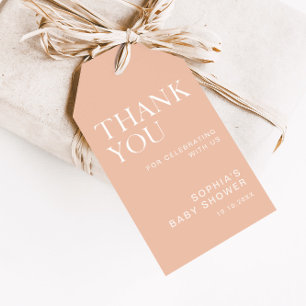Étiquettes-cadeau Baby shower minimaliste beige